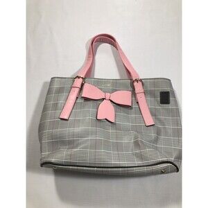 MOSISO Plaid Tote Bow Accent Black Shoulder Straps Zip Closure Charging Port